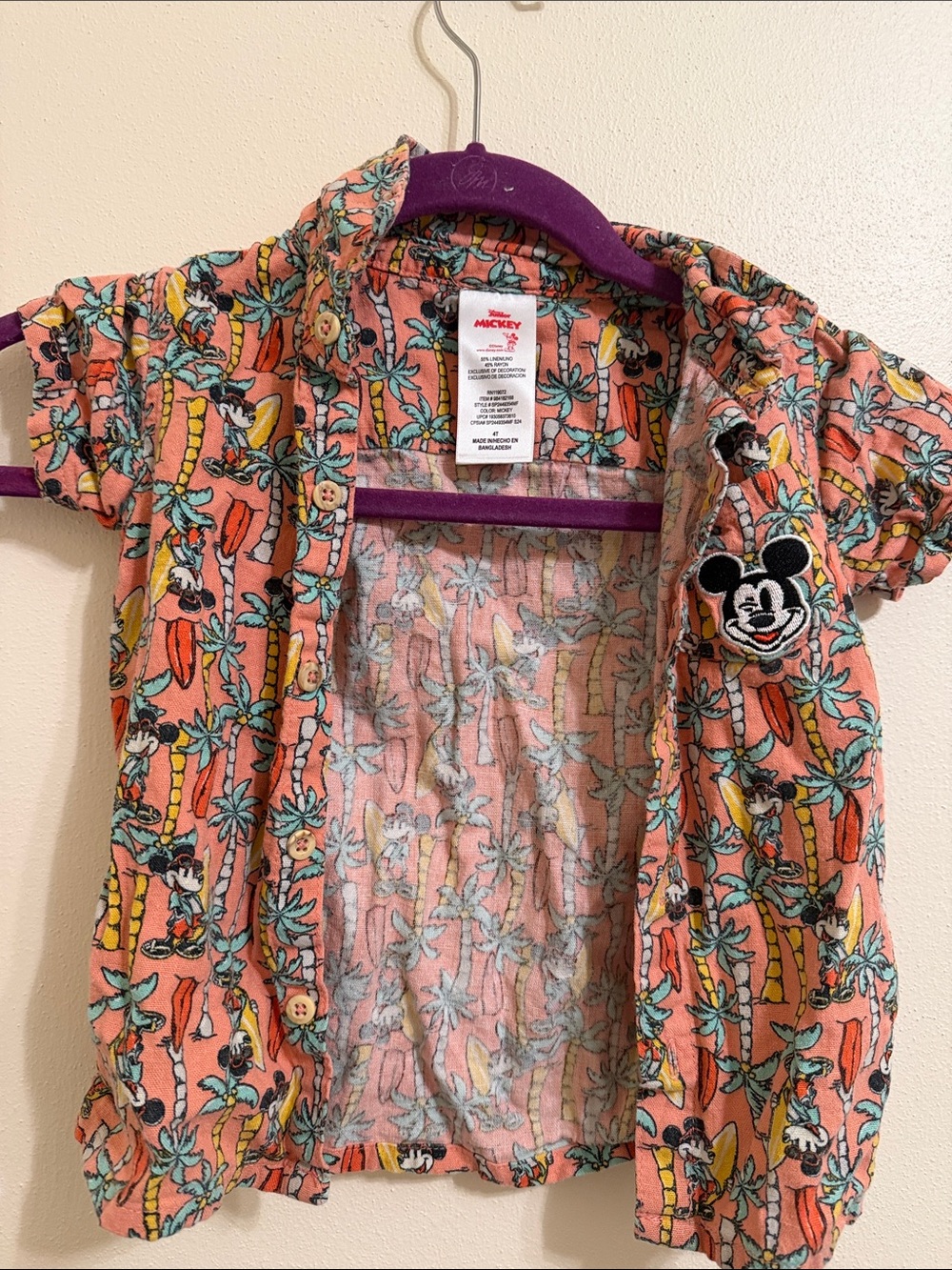 Mickey Mouse Kids Button-Up Shirt